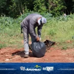 Alunos, servidores e militares realizam ação de preservação ambiental no Córrego Retiro