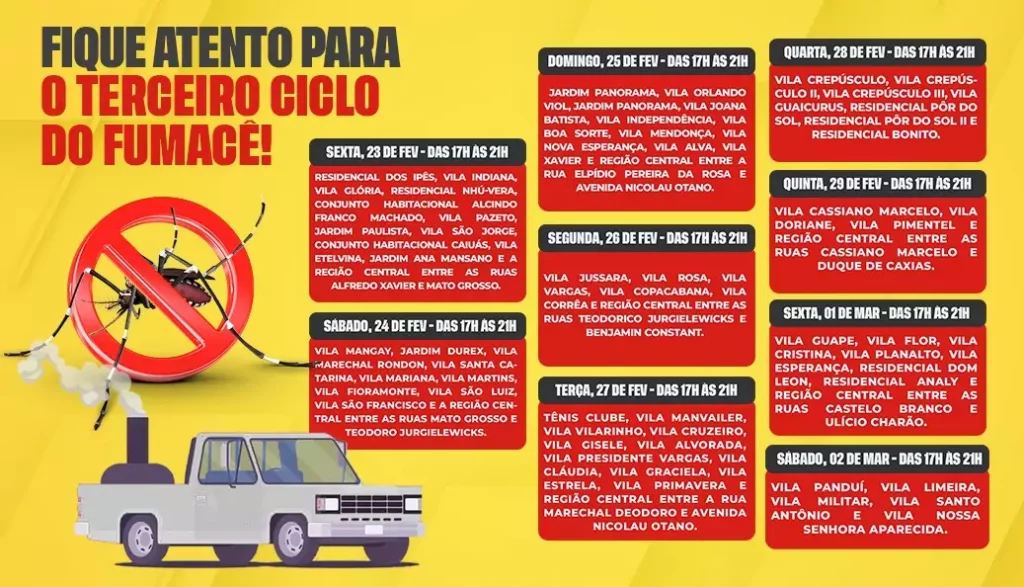 Dando continuidade à aplicação do inseticida, Prefeitura de Amambai inicia terceiro ciclo do Fumacê nesta sexta (23) Dando continuidade à aplicação do inseticida, Prefeitura de Amambai inicia terceiro ciclo do Fumacê nesta sexta (23)
