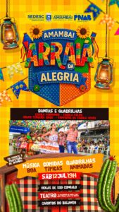 Amambai Arraiá da Alegria promete noite de festa, sabores e cultura neste sábado, dia 12