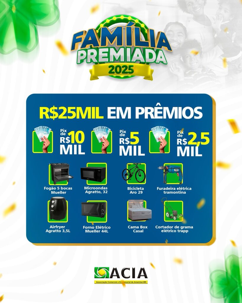 Sorteio da Campanha Premiada da ACIA acontece neste sábado em Amambai Sorteio da Campanha Premiada da ACIA acontece neste sábado em Amambai
