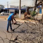 Ventania derruba árvore e danifica estrutura pública em Amambai