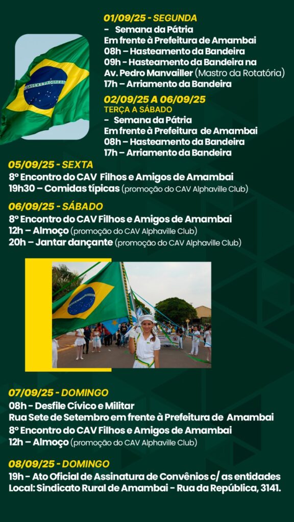 Prefeitura de Amambai divulga calendário especial em comemoração aos 77 anos do município