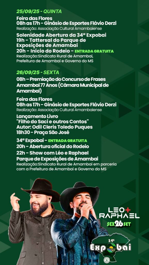 Prefeitura de Amambai divulga calendário especial em comemoração aos 77 anos do município