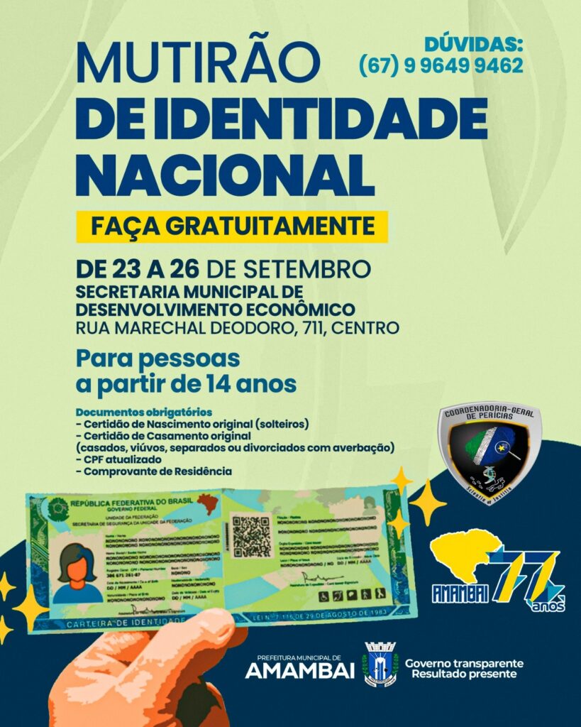 Mutirão da Identidade Nacional já iniciou em Amambai Mutirão da Identidade Nacional já iniciou em Amambai