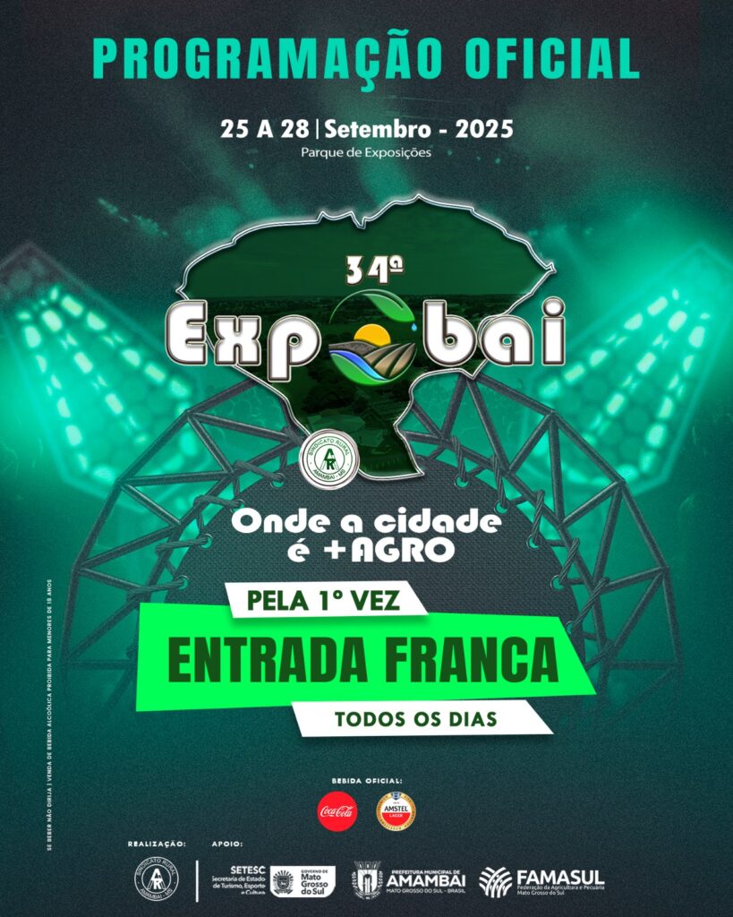 Expobai 2025: programação reúne palestras, shows, rodeios e comemorações dos 77 anos de Amambai