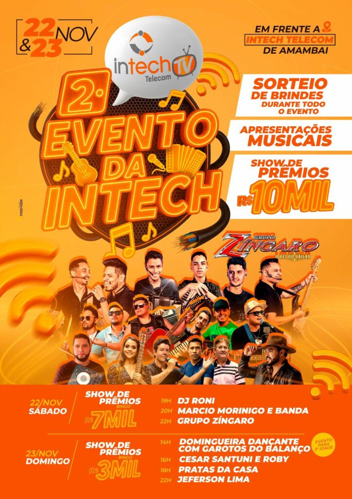Garanta sua cartela e concorra a R$ 10 mil em prêmios no 2º Evento da Intech Telecom Garanta sua cartela e concorra a R$ 10 mil em prêmios no 2º Evento da Intech Telecom