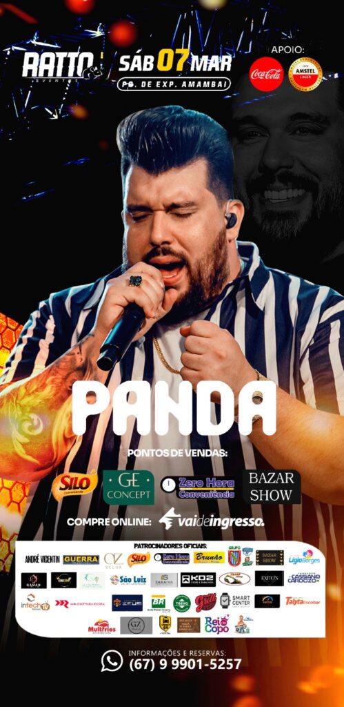 Intech Telecom TV apoia show do cantor Panda em Amambai no dia 7 de março