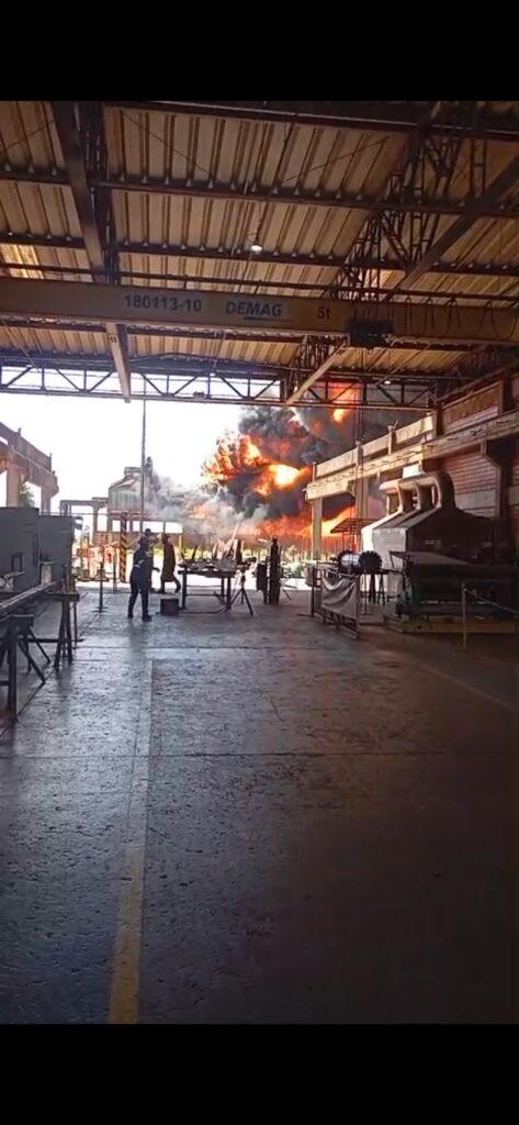 Incêndio de grandes proporções atinge usina em Caarapó