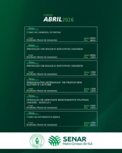 Sindicato Rural de Amambai oferece cursos gratuitos para o mês de abril em parceria com o Senar/MS Sindicato Rural de Amambai oferece cursos gratuitos para o mês de abril em parceria com o Senar/MS