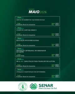 Sindicato Rural de Amambai oferece cursos gratuitos para o mês de maio em parceria com o Senar/MS