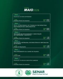 Sindicato Rural de Amambai oferece cursos gratuitos para o mês de maio em parceria com o Senar/MS