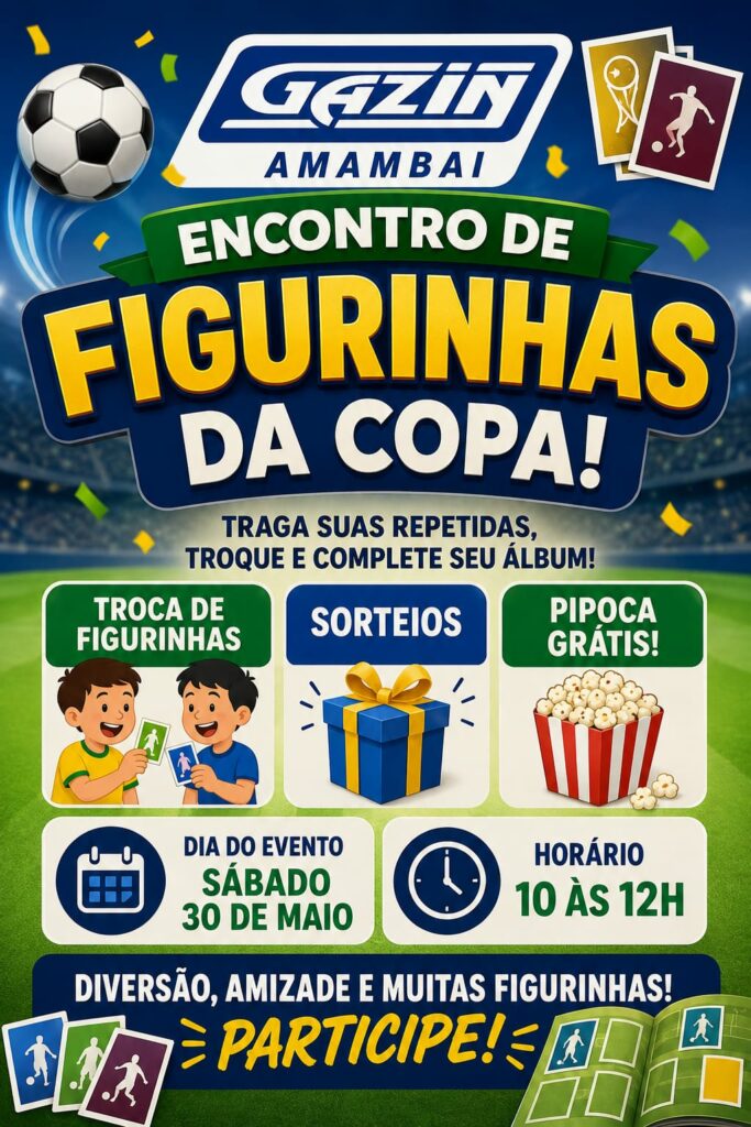 Gazin Amambai promove encontro para troca de figurinhas da Copa neste sábado