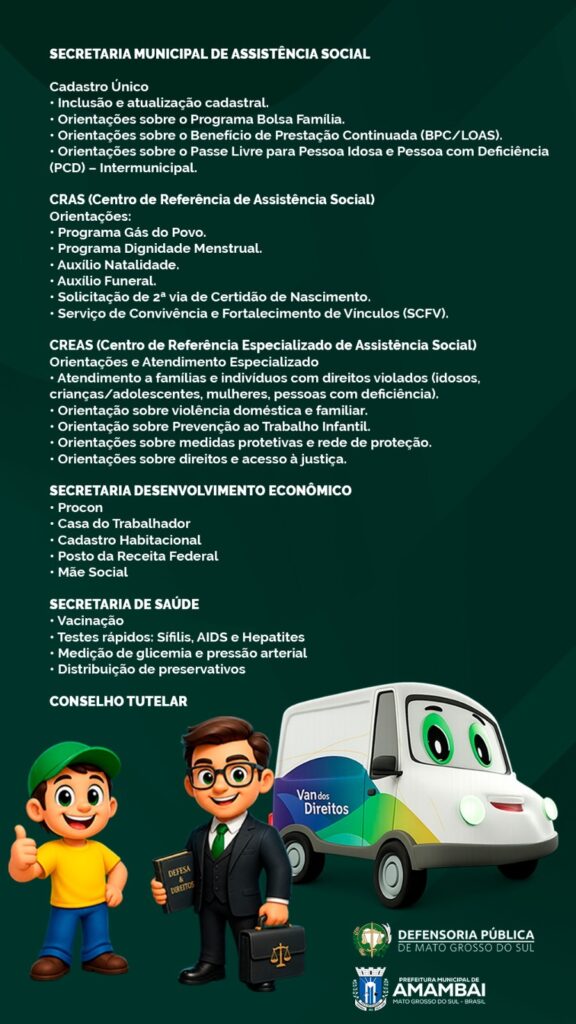 Defensoria Itinerante leva atendimento gratuito à população de Amambai nesta sexta-feira (26)