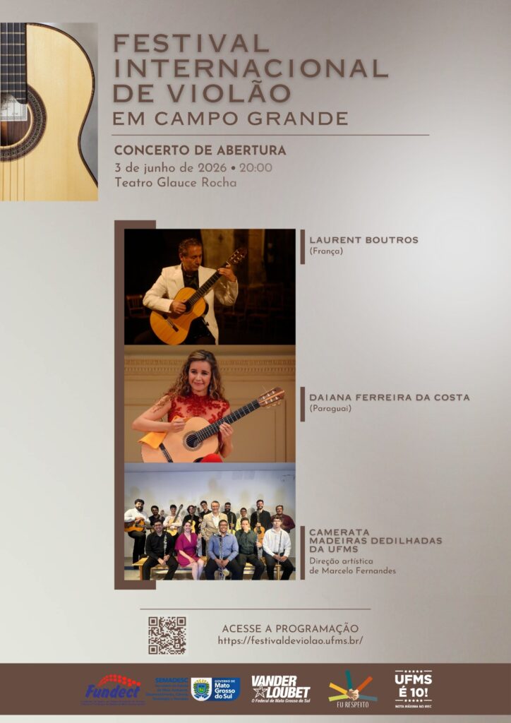 Concerto gratuito no Teatro Glauce Rocha abre Festival Internacional de Violão em Campo Grande Concerto gratuito no Teatro Glauce Rocha abre Festival Internacional de Violão em Campo Grande