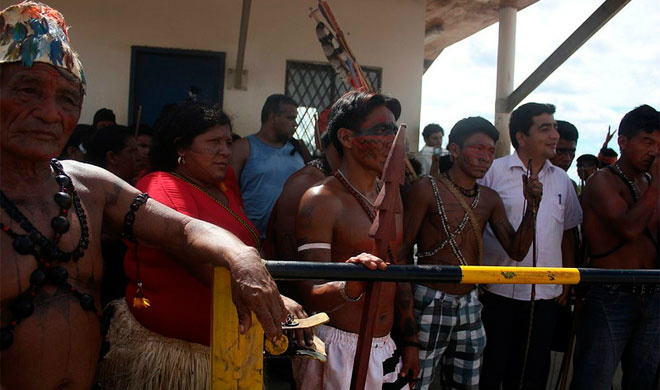 Esta é a segunda ocupação em menos de um mês; os indígenas cobram do governo federal o envio de um representante para que possam negociar suas reivindicações - Foto: Paygomuyatpu Munduruku (ocupação realizada no início de maio)