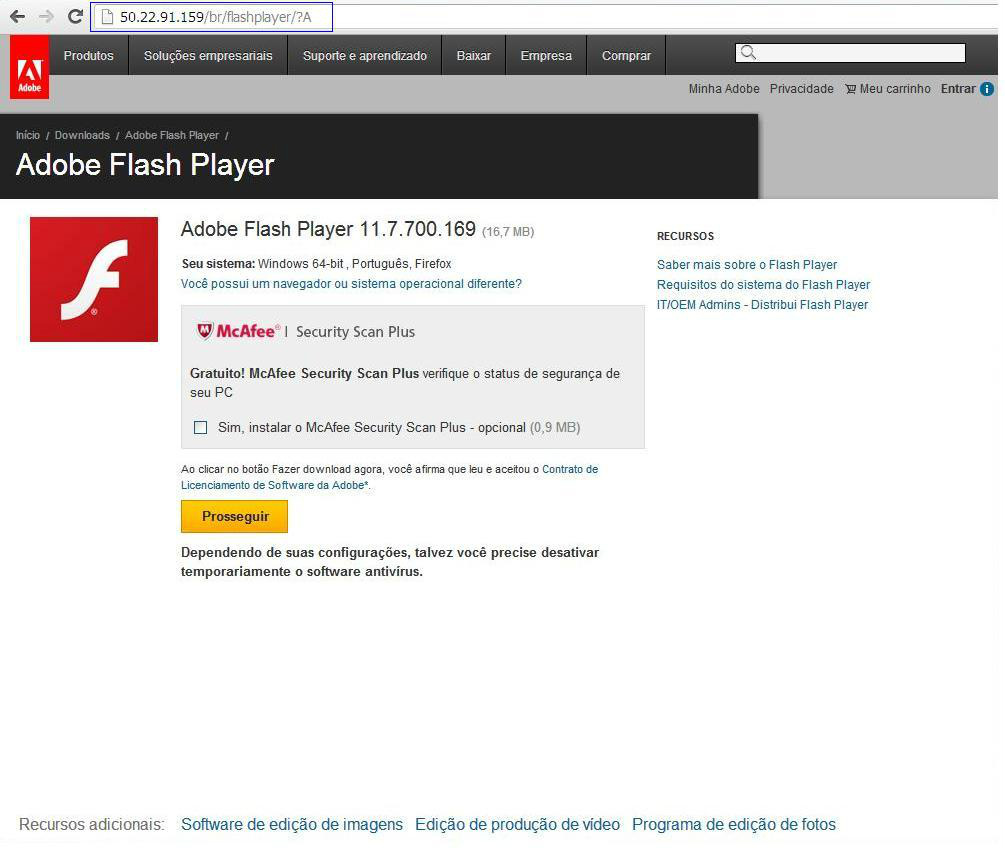 Cuidado: novo vírus redireciona sites para página com falso software da Adobe