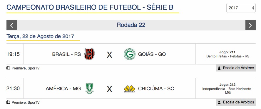 Jogos de hoje (22) – Brasileiro Série B - 22ª rodada Jogos de hoje (22) – Brasileiro Série B - 22ª rodada