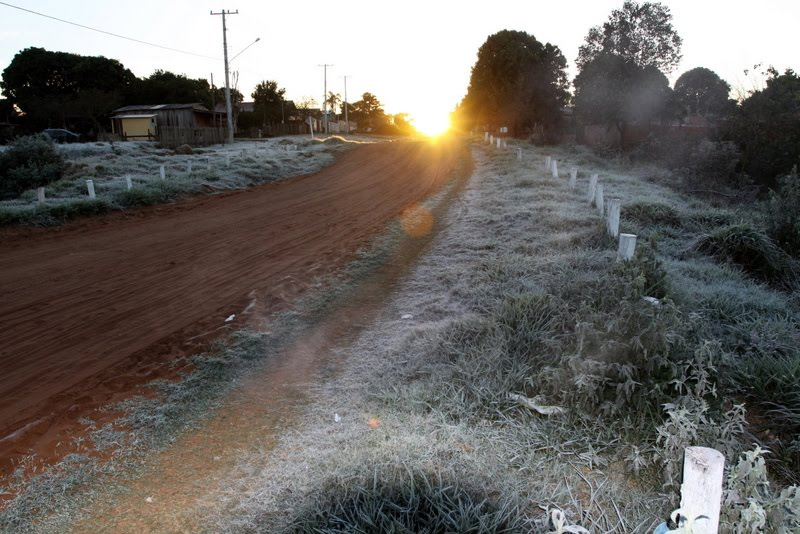 Amambai teve a menor temperatura do Centro-Oeste Quem acordou cedo encontrou uma paisagem gelada. Foto: Dalton Zonta