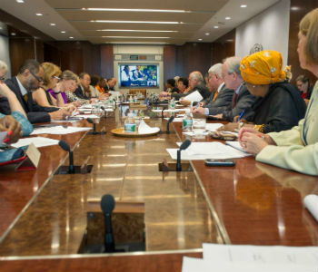 Secretário-geral da ONU em reunião em Nova York sobre o surto de ebola. Foto: ONU/Eskinder Debebe