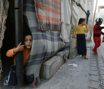 Crianças em acampamento para refugiados em Gaza. Foto: Unicef Palestina/Eyad El Baba