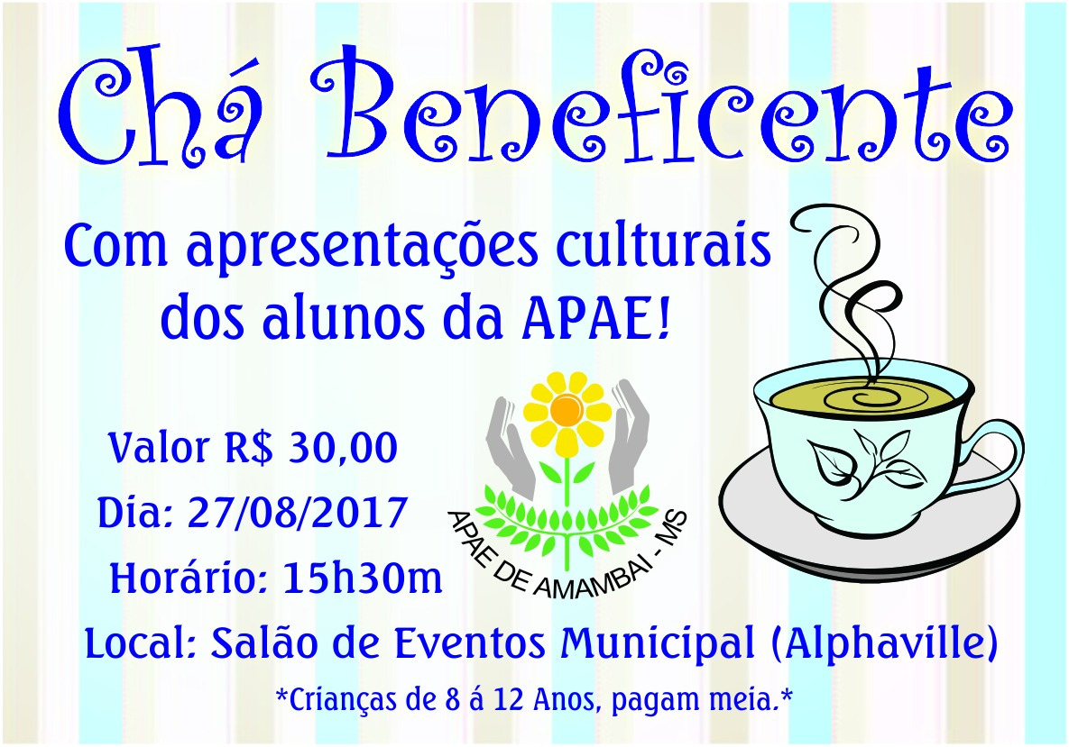 Apae de Amambai promove chá beneficente neste domingo (27)