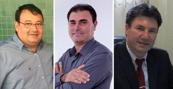 E/D- Pré-candidatos a prefeito de Amambai, Dr. Bandeira (PSDB), Gilmar Vicentin (PDT) e Jaime Bambil (PMDB)Foto: Moreira Produções