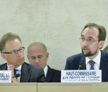 Zeid Ra’ad Al Hussein discursa no Conselho de Direitos Humanos. Foto: ONU/Jean-Marc Ferré
