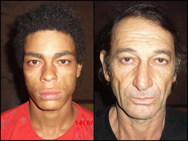 Os presos pelo assalto à Panificadora de Amambai. (E/D) Ailton Tavares da Silva e  Daniel Correia Bueno. Foto: 3ª CIPM
