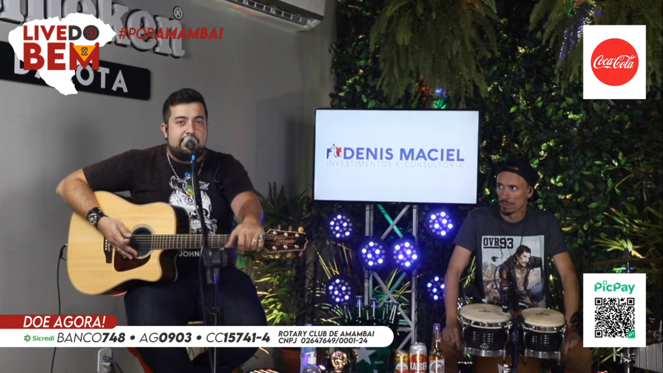 Live do Bem em Amambai arrecadou mais de 550 cestas básicas Marlon Flores foi uma das atrações / Foto: Youtube