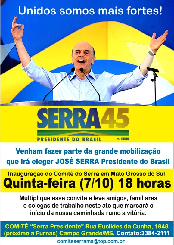 Lideranças se reúnem e montam comitê pró Serra em MS
