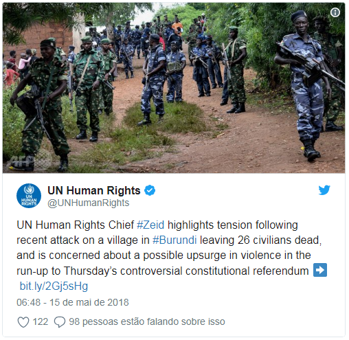 “Todos sofrerão se o Burundi explodir em violência durante ou após o referendo” “Todos sofrerão se o Burundi explodir em violência durante ou após o referendo”