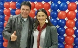 O pré-candidato a prefeito de Amambai pelo PMDB, Jaime Bambil e sua pré-candidata a vice, a professora Vera Lorensetti / Foto: Divulgação