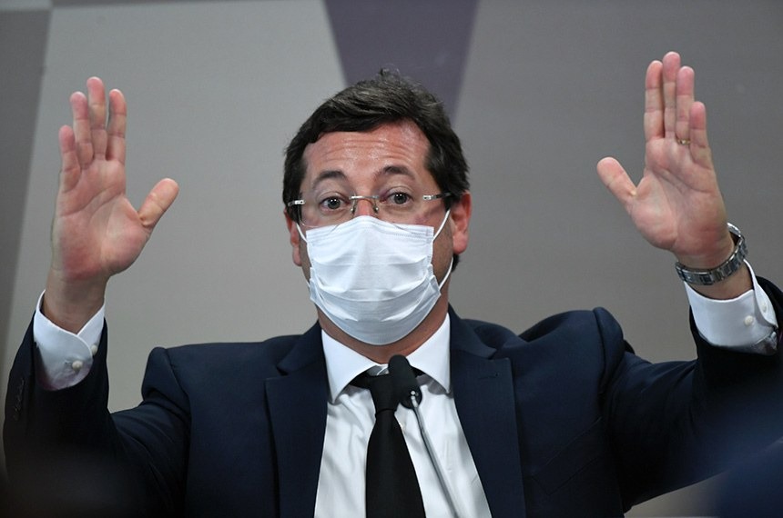 Wajngarten confirma demora para vacina da Pfizer, mas poupa Bolsonaro e Pazuello Fabio Wajngarten, ex-secretário de Comunicação da Presidência da República, presta depoimento à CPI da Pandemia/ Foto:Edilson Rodrigues/Agência Senado