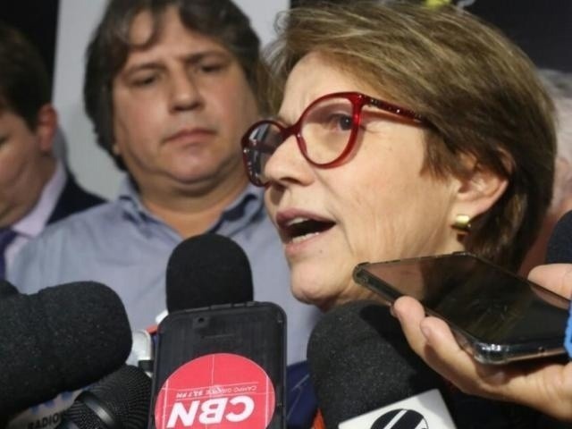 China autoriza importação de gordura de porco do Brasil Ministra da Agricultura, Tereza Cristina, durante evento em Campo Grande. (Foto: Paulo Francis)
