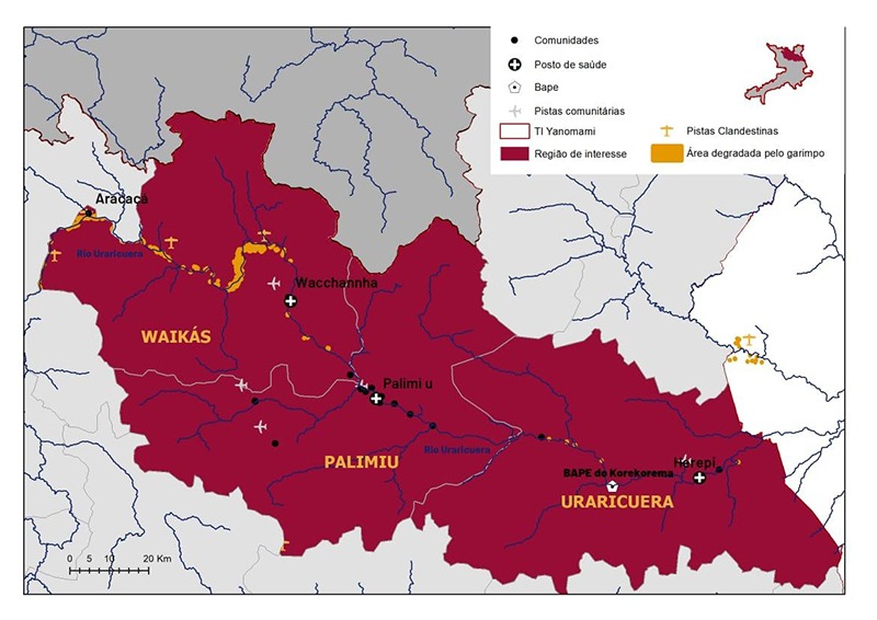 Como o PCC se infiltrou nos garimpos em Roraima Mapa Hutukara