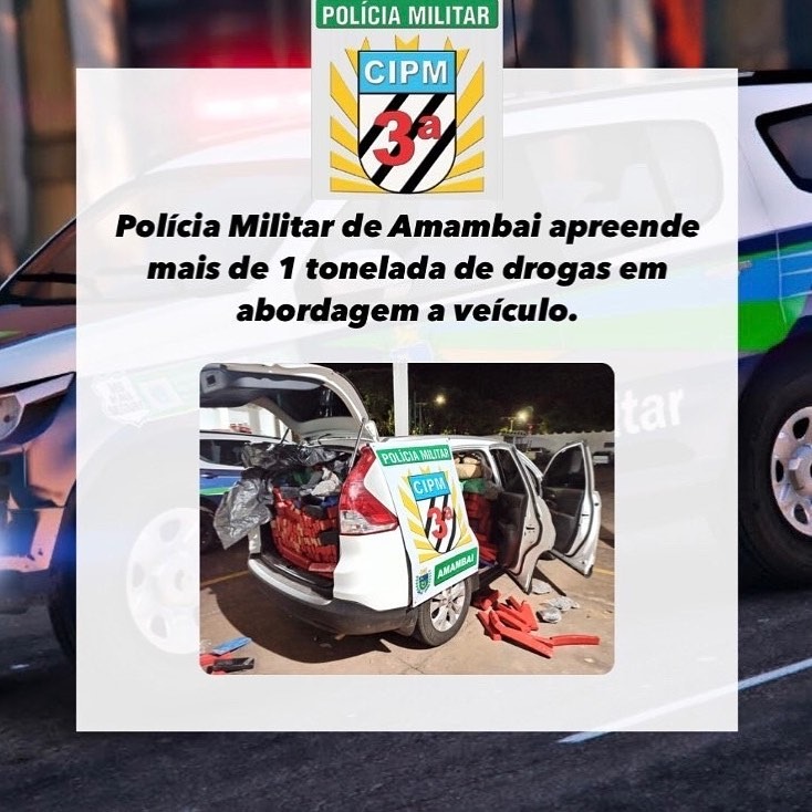 PM de Amambai prende adolescente com mais de uma tonelada de maconha Foto: 3ª CIPM