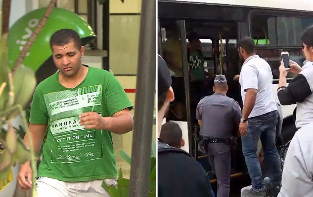 Montagem mostra homem que ejaculou em mulher no transporte público de São Paulo (Reprodução/Rede Globo)