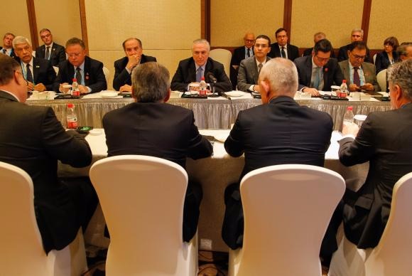 Temer defende Fórum de Inteligência do Brics para combate ao terrorismo O presidente Michel Temer, durante encontro com empresários brasileiros do conselho empresarial do Brics