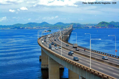 Ponte Rio-Niterói, maior ponte do Brasil e do Hemisfério Sul.