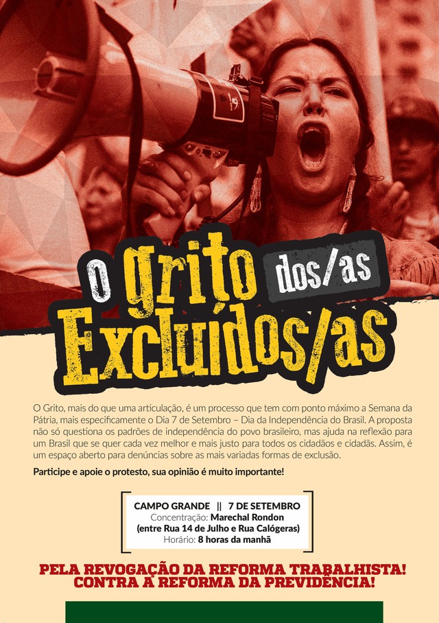 Fetems convida a população para participar do Grito dos Excluídos Fetems convida a população para participar do Grito dos Excluídos