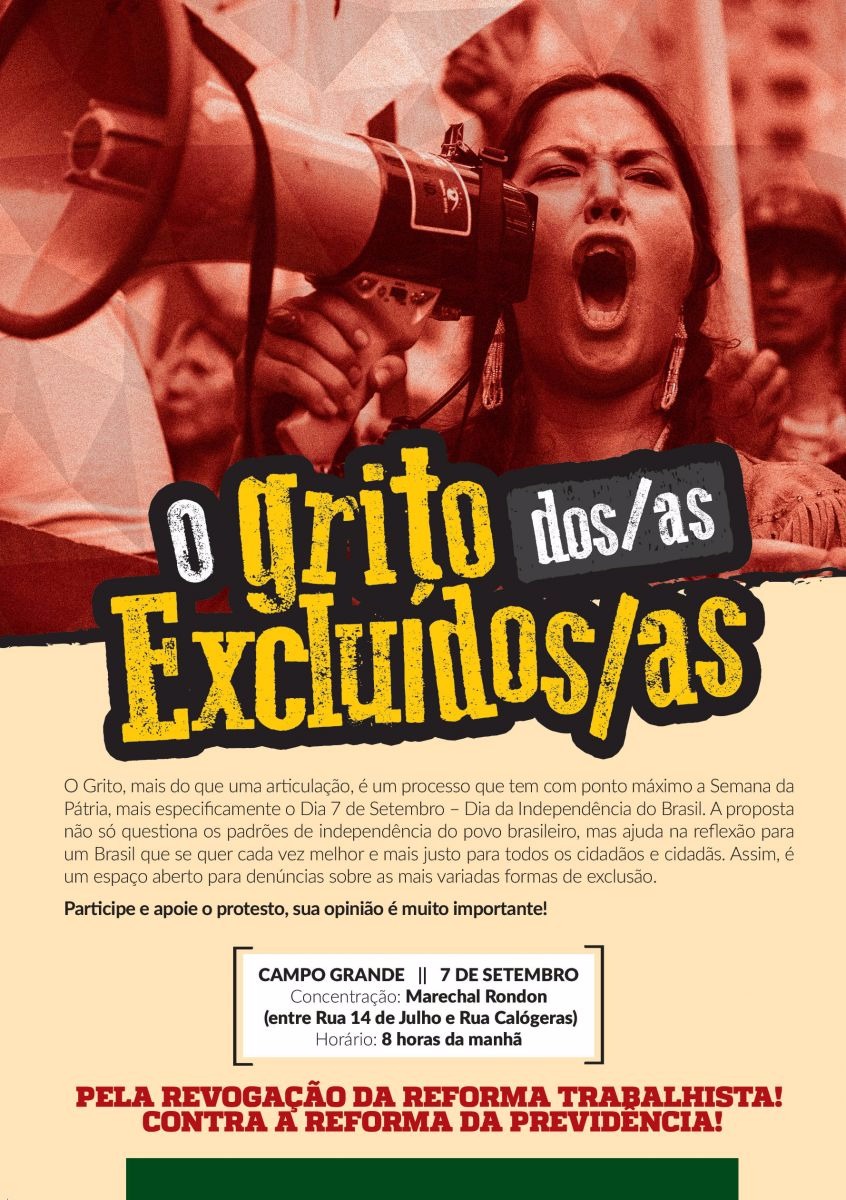 Fetems convida a população para participar do Grito dos Excluídos Fetems convida a população para participar do Grito dos Excluídos