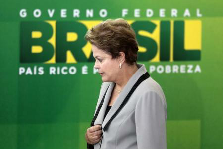 A presidente Dilma Rousseff durante cerimônia no Palácio do Planalto, em Brasília, no início de abril. 01/04/2014