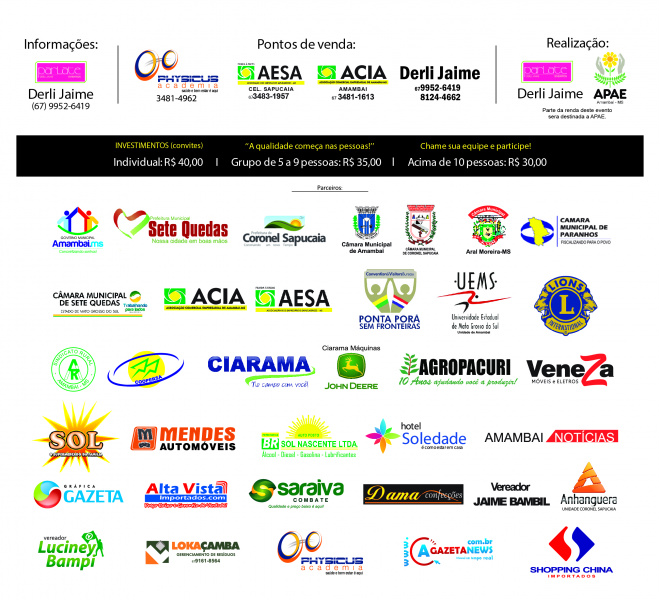 Apoiadores e patrocinadores do evento.