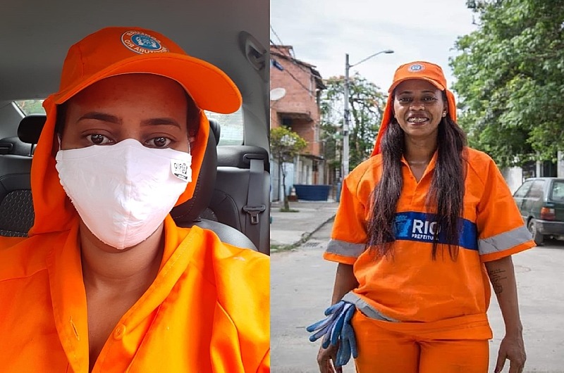 Expostos ao coronavírus, garis trabalham com medo: "Tem muito lixo contaminado" Valdenise criou um projeto de revitalização de vias públicas na favela da Maré, com o lixo produzido pela própria comunidade / Foto: Arquivo Pessoal