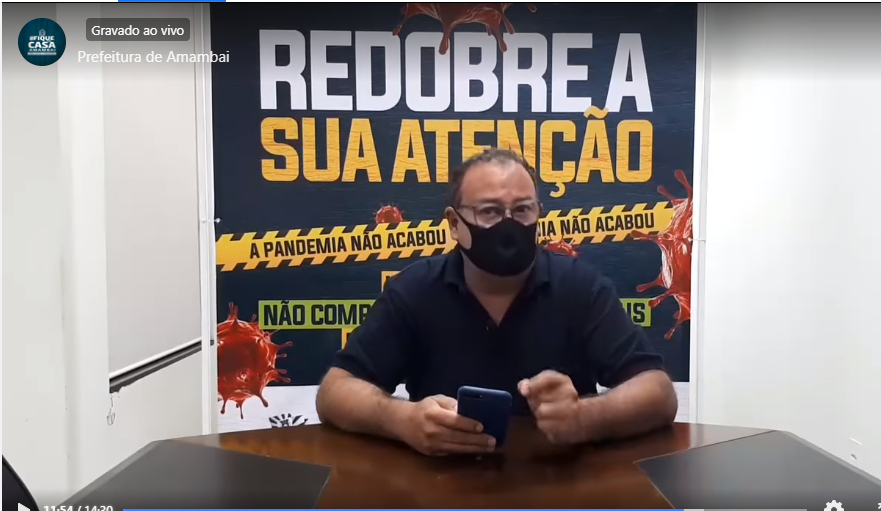 Covid-19: "situação é crítica, desesperadora", diz prefeito de Amambai Dr. Bandeira transmitiu uma live falando da gravidade da situação da Covid-19 em Amambai / Foto: Arquivo - Reprodução