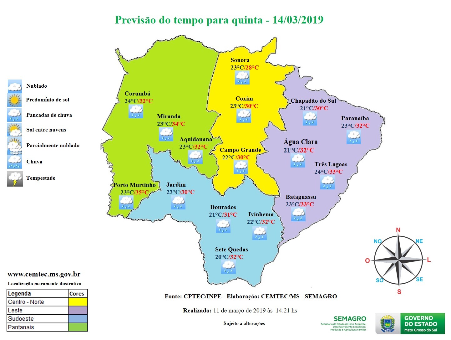 Instabilidade permanece em todo Estado nesta quinta-feira