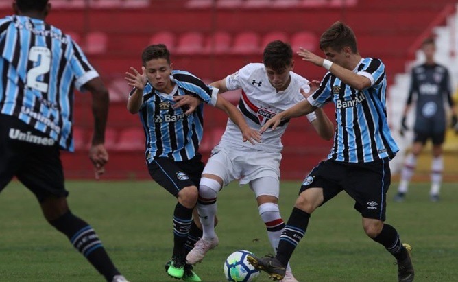 São Paulo e Grêmio empatam em jogo de seis gols pelo Brasileiro Sub-17 São Paulo e Grêmio empatam em jogo de seis gols pelo Brasileiro Sub-17