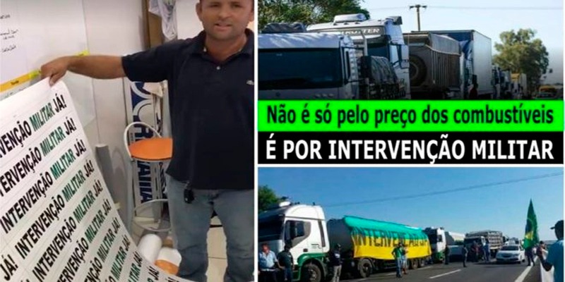 Grupos pró-intervenção militar tentam influenciar rumo de greve dos caminhoneiro (Imagem: Reprodução/WhatsApp)