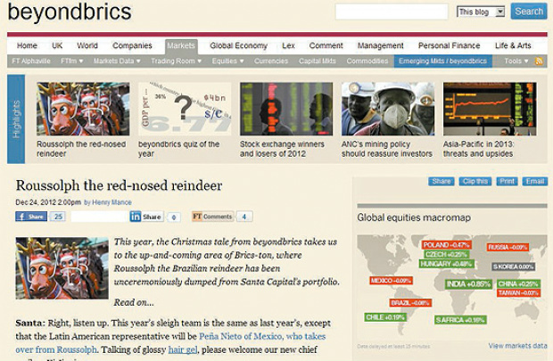 Jornal britânico "Financial Times" chama Dilma de rena do nariz vermelho Jornal britânico "Financial Times" chama Dilma de rena do nariz vermelho