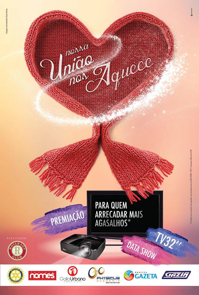 Campanha do agasalho do Rotaract de Amambai premia maiores colaboradores Cartaz de divulgação da campanha.